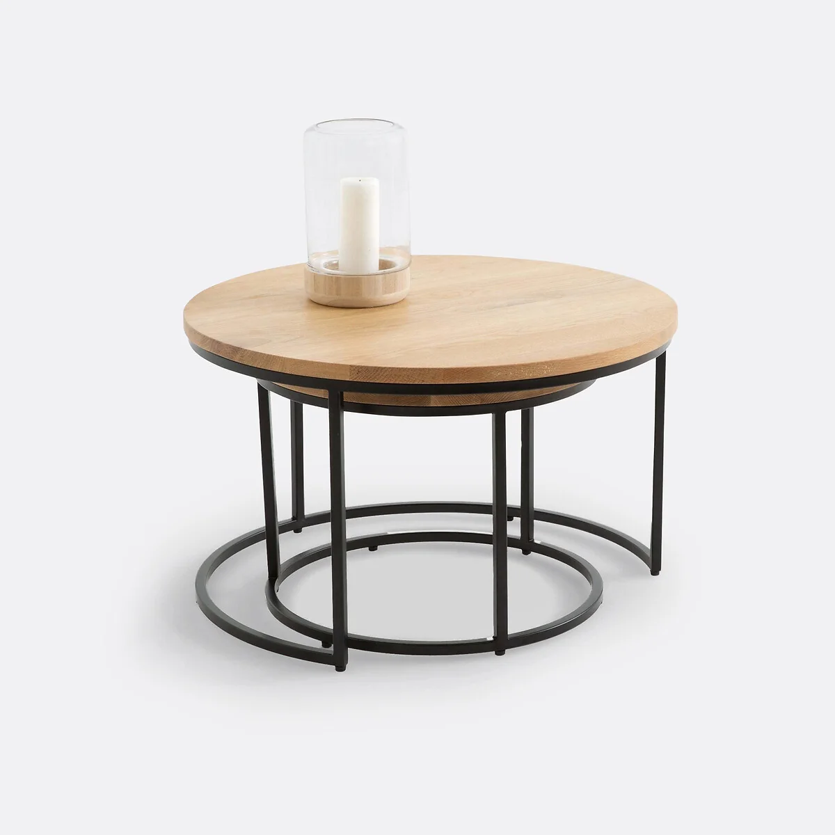 Set of 2 Hiba Oak Nesting Coffee Tables – image 2