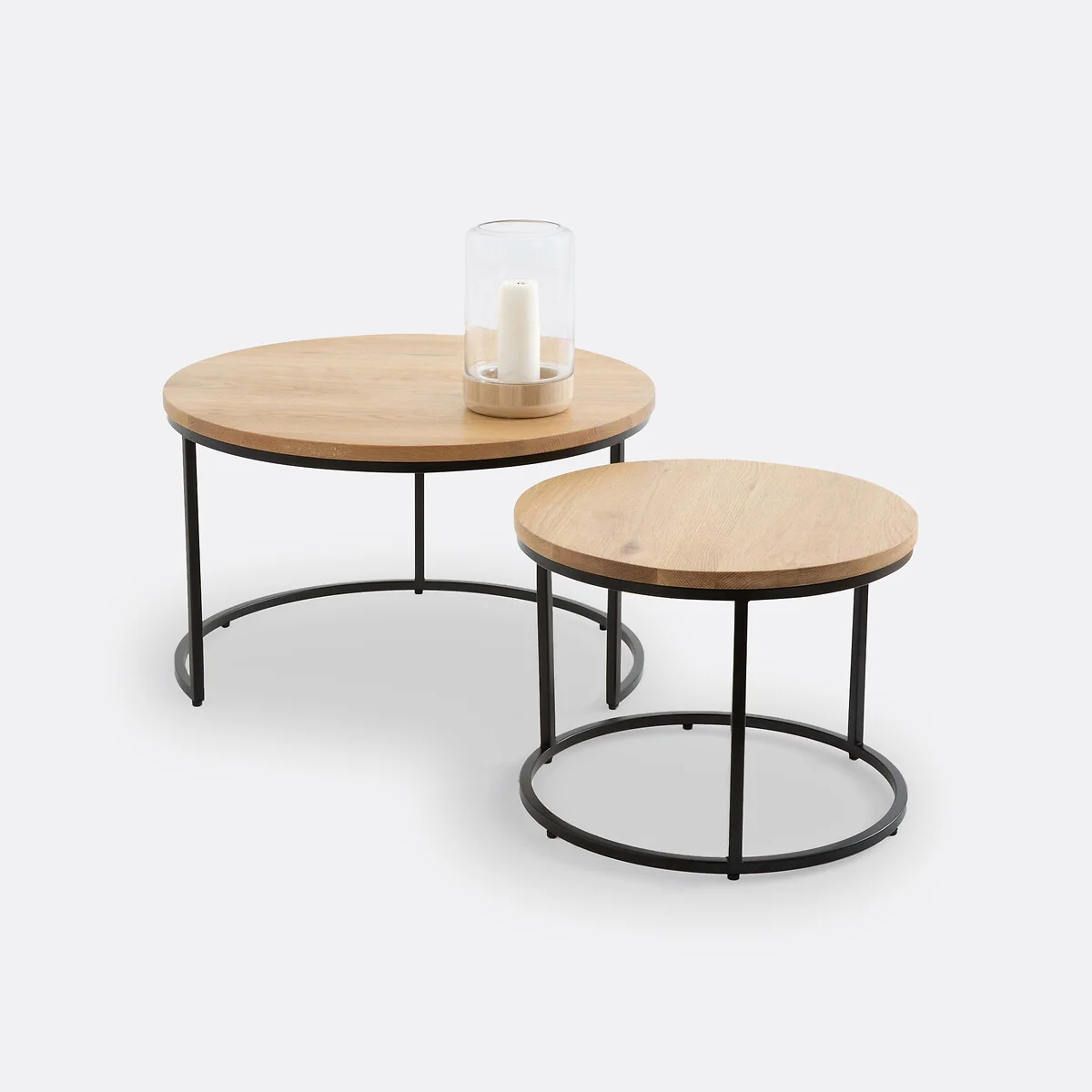 Set of 2 Hiba Oak Nesting Coffee Tables – image 3