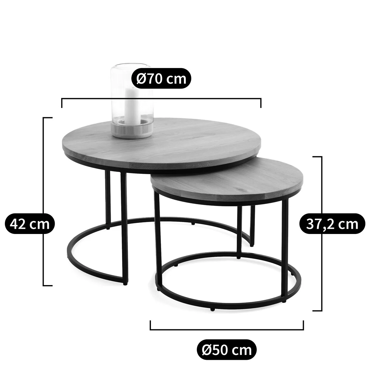 Set of 2 Hiba Oak Nesting Coffee Tables – image 6
