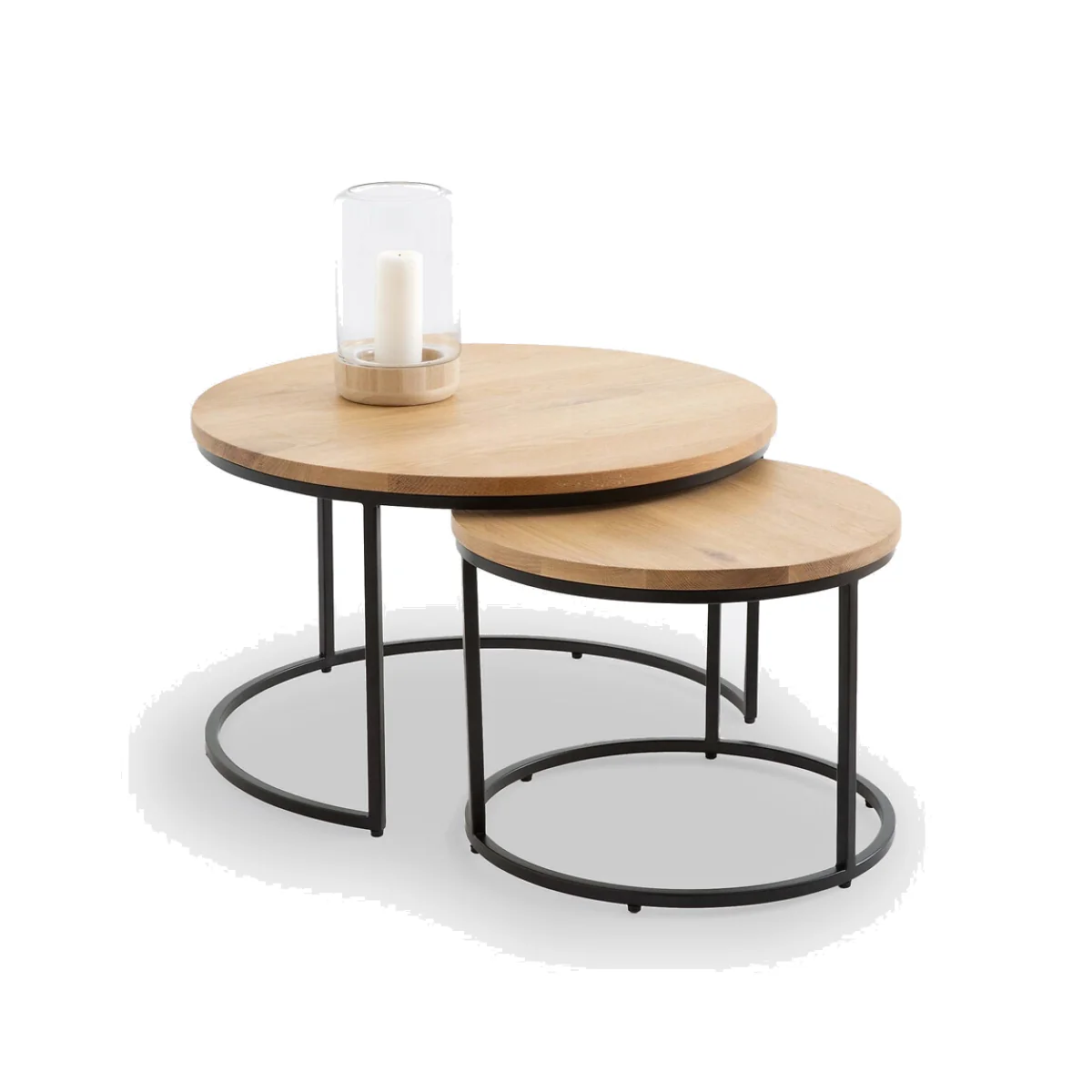 Set of 2 Hiba Oak Nesting Coffee Tables – image 1