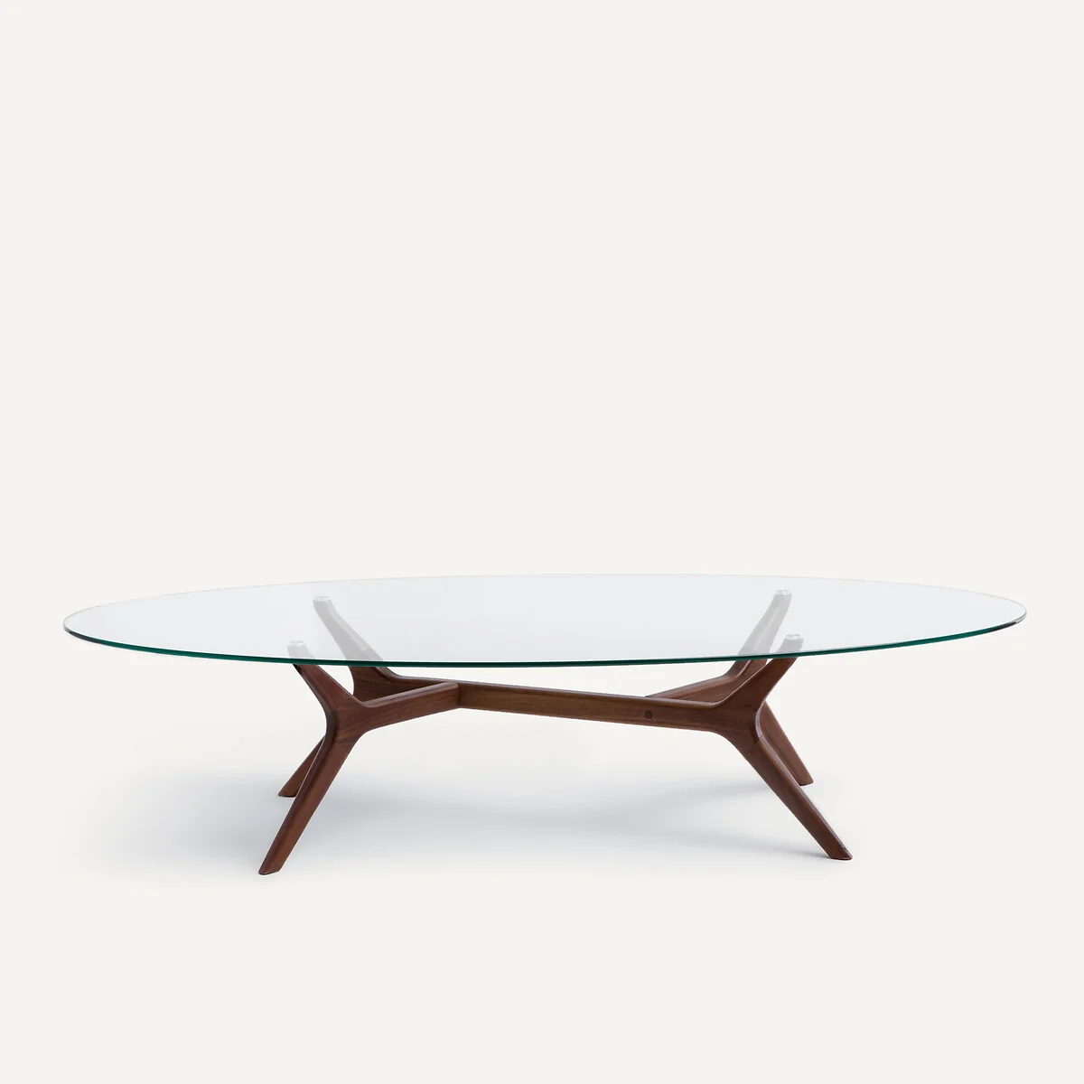 Maricielo Oval Coffee Table in Walnut and Glass – image 3