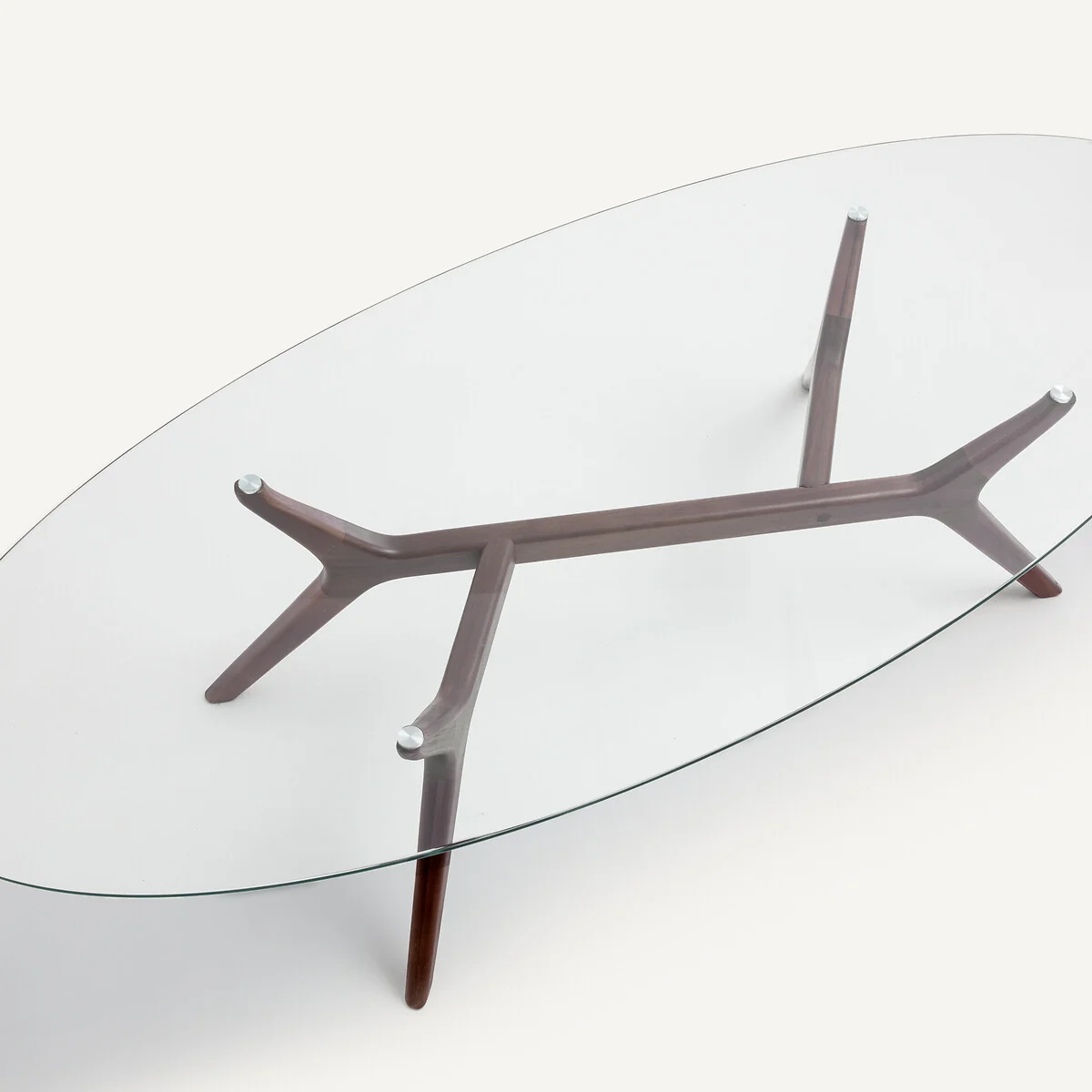 Maricielo Oval Coffee Table in Walnut and Glass – image 6