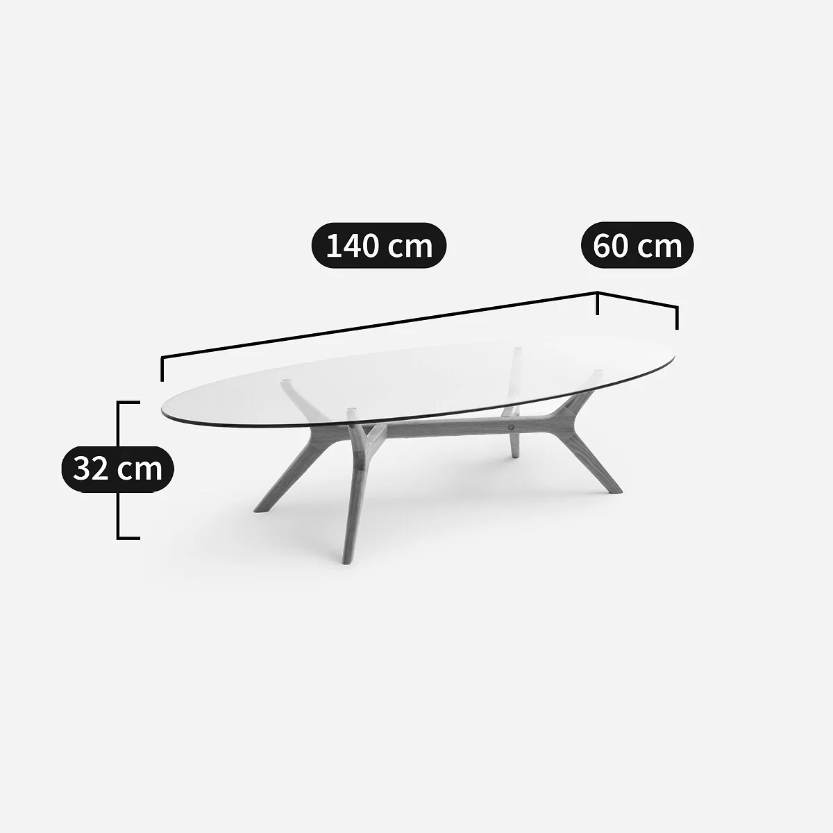 Maricielo Oval Coffee Table in Walnut and Glass – image 8