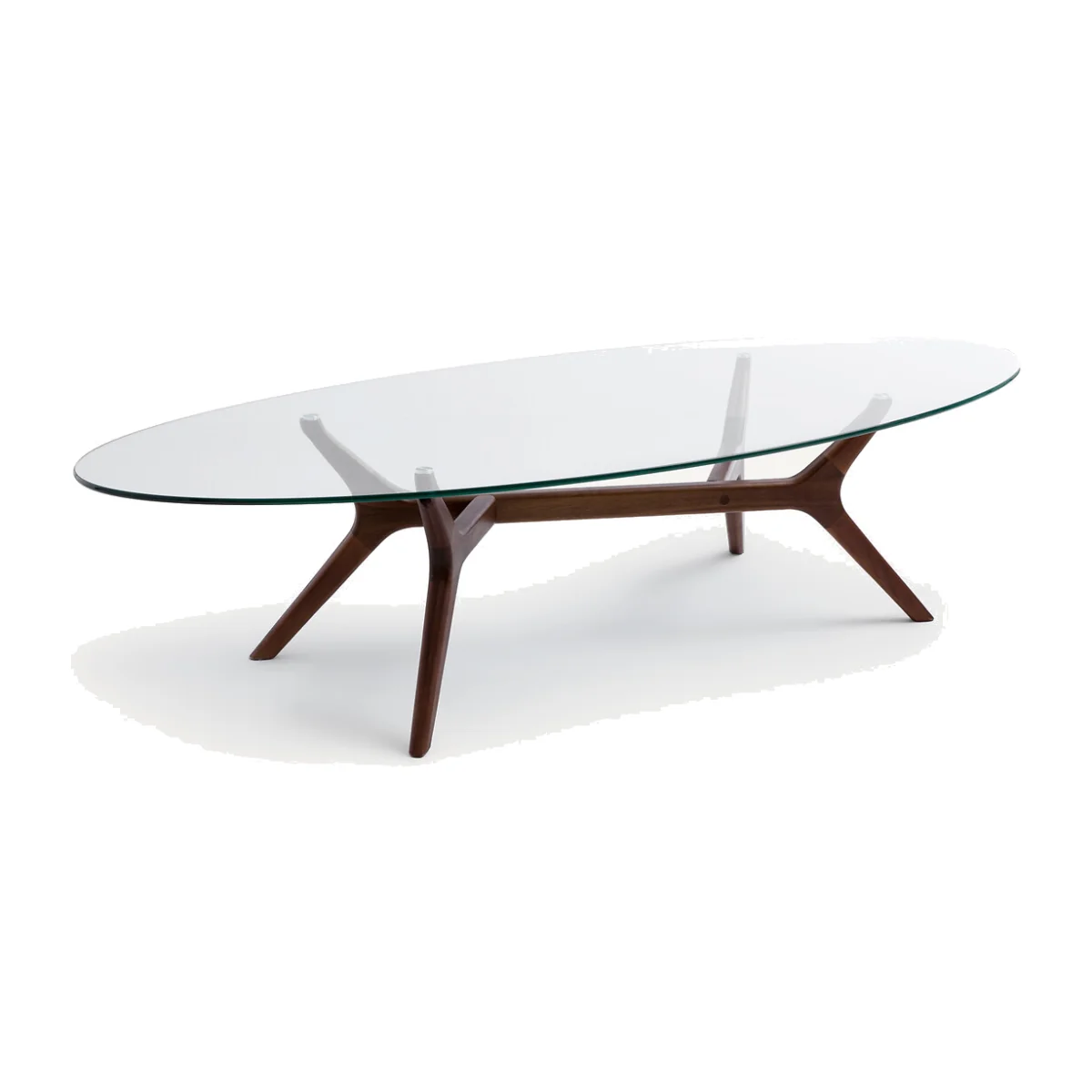 Maricielo Oval Coffee Table in Walnut and Glass – image 1