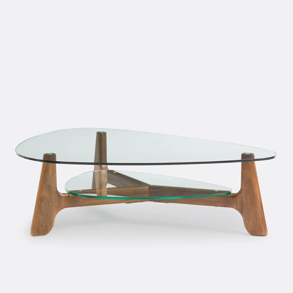 Aiole Glass and Walnut Double-Top Coffee Table – image 2