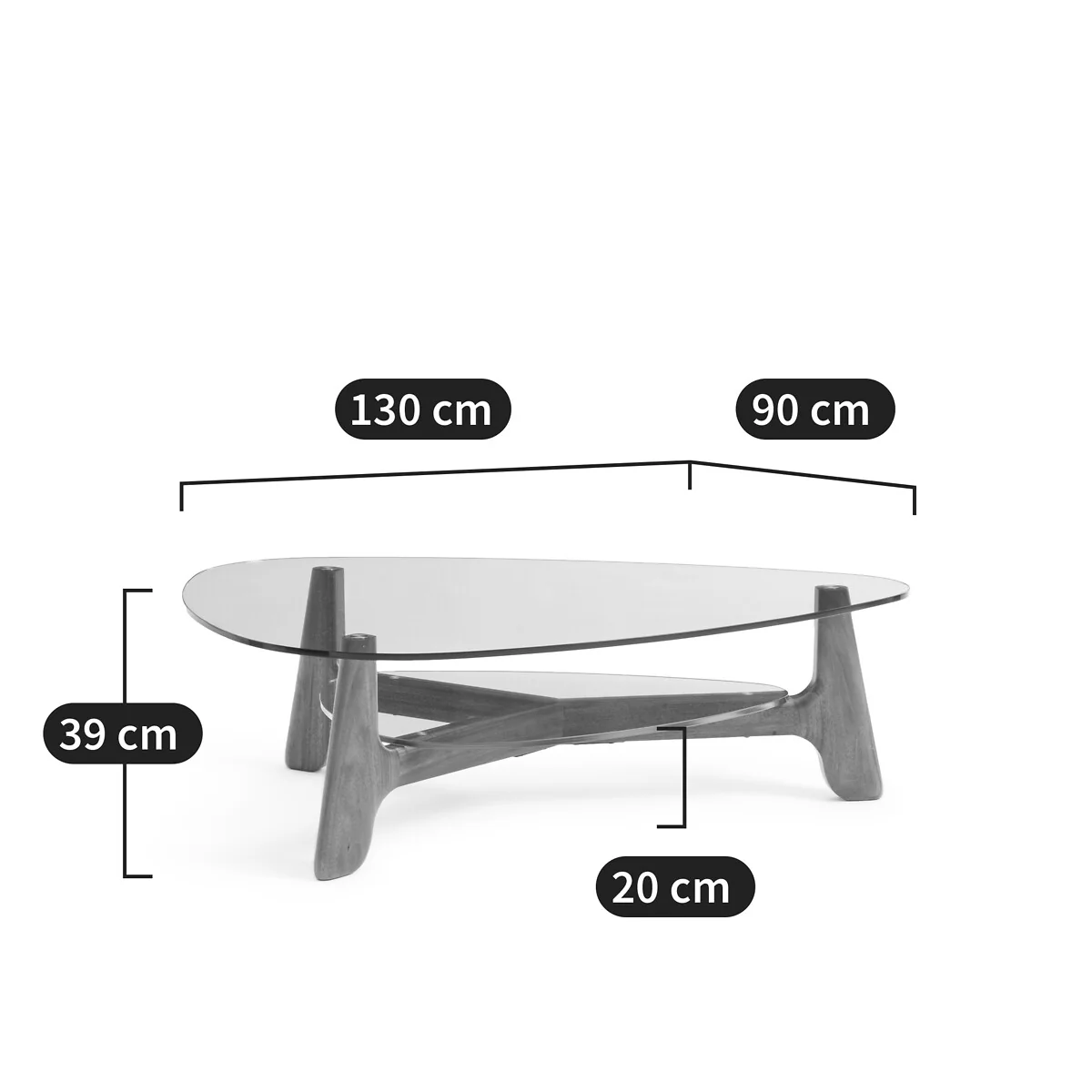 Aiole Glass and Walnut Double-Top Coffee Table – image 5