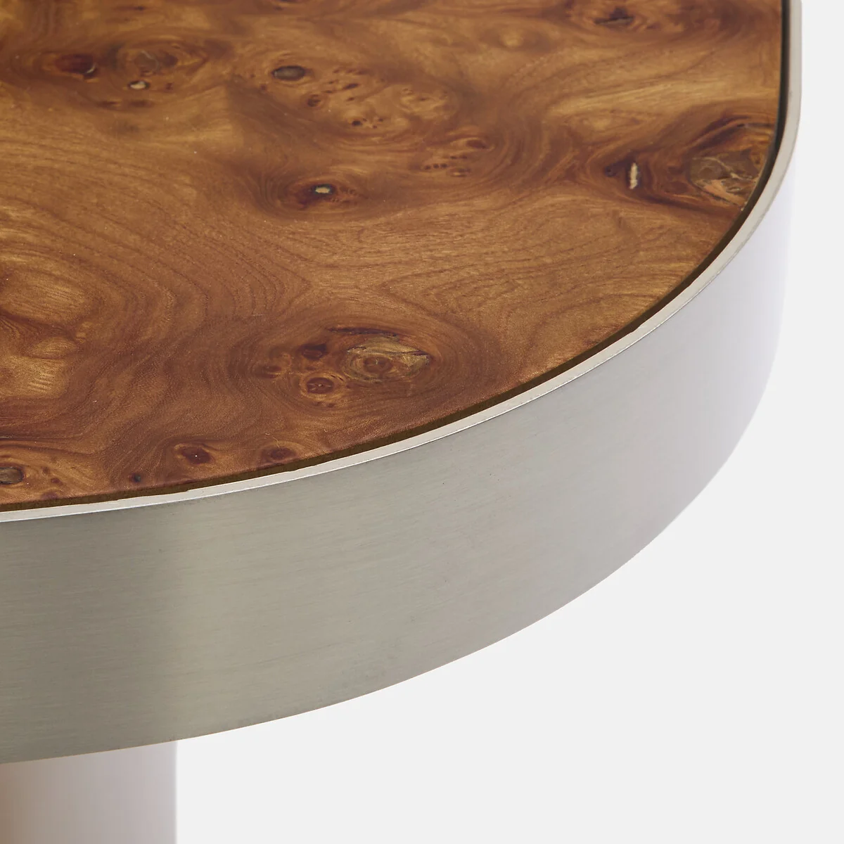 Paul Elm Burl Veneer Top Coffee Table, Diameter 65cm – image 6