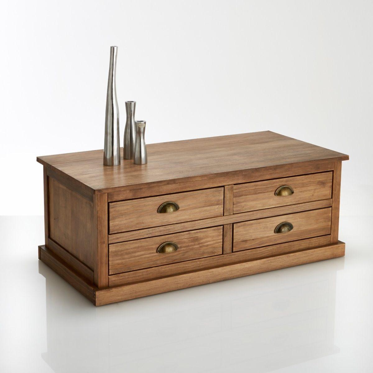 Lunja Solid Pine, 4-Drawer Coffee Table – image 1