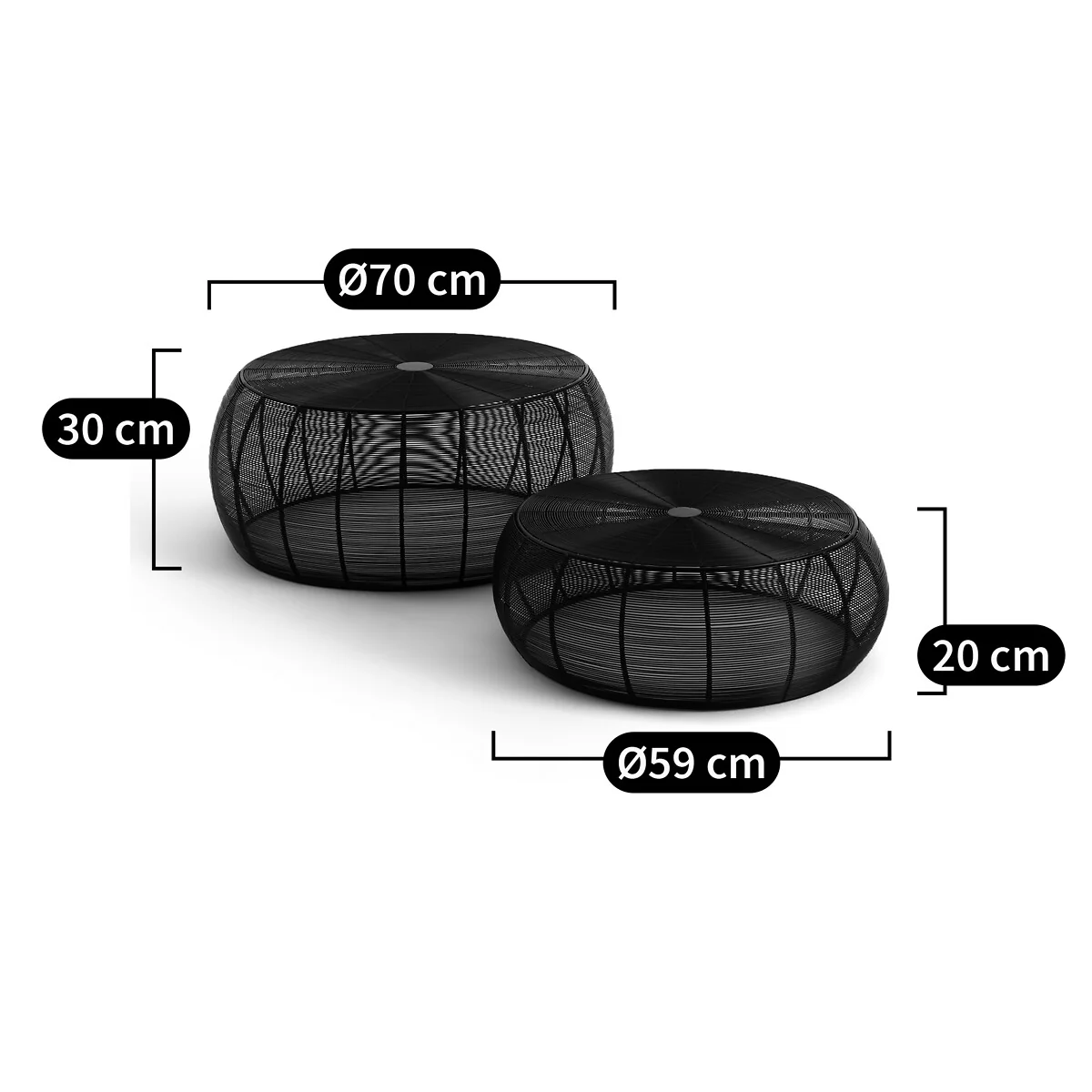 Set of 2 Bangor Wired Steel Round Coffee Tables – image 5