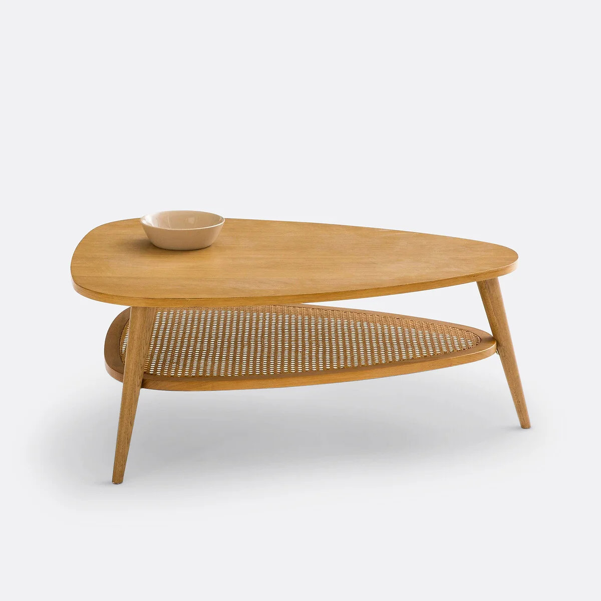 Quilda Vintage Oak Veneer and Cane Coffee Table – image 3
