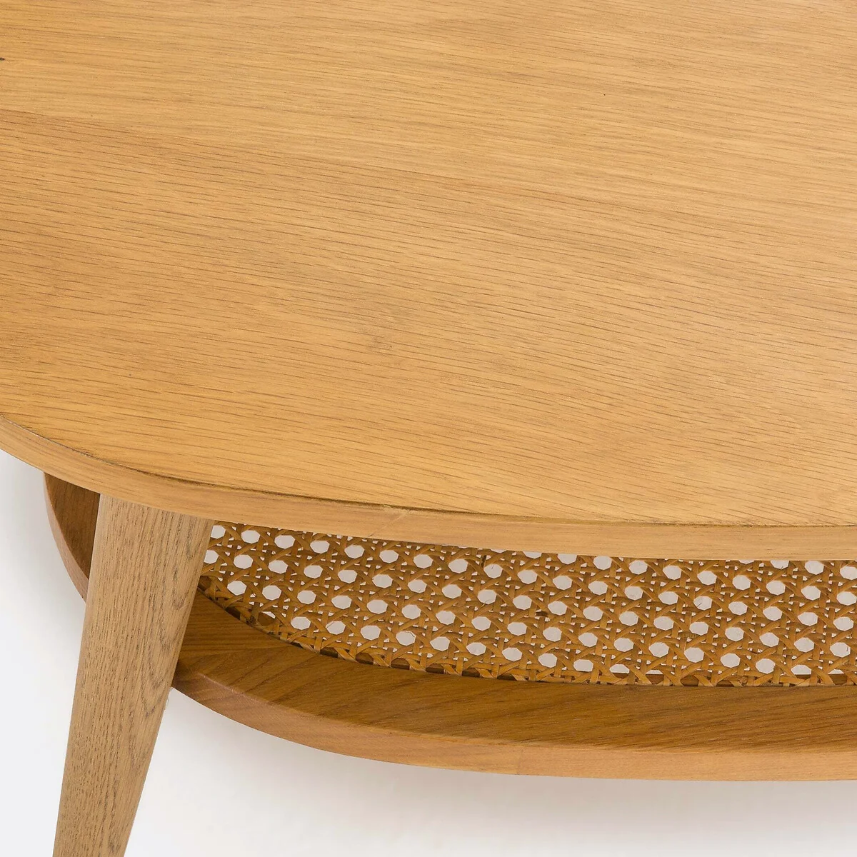 Quilda Vintage Oak Veneer and Cane Coffee Table – image 4
