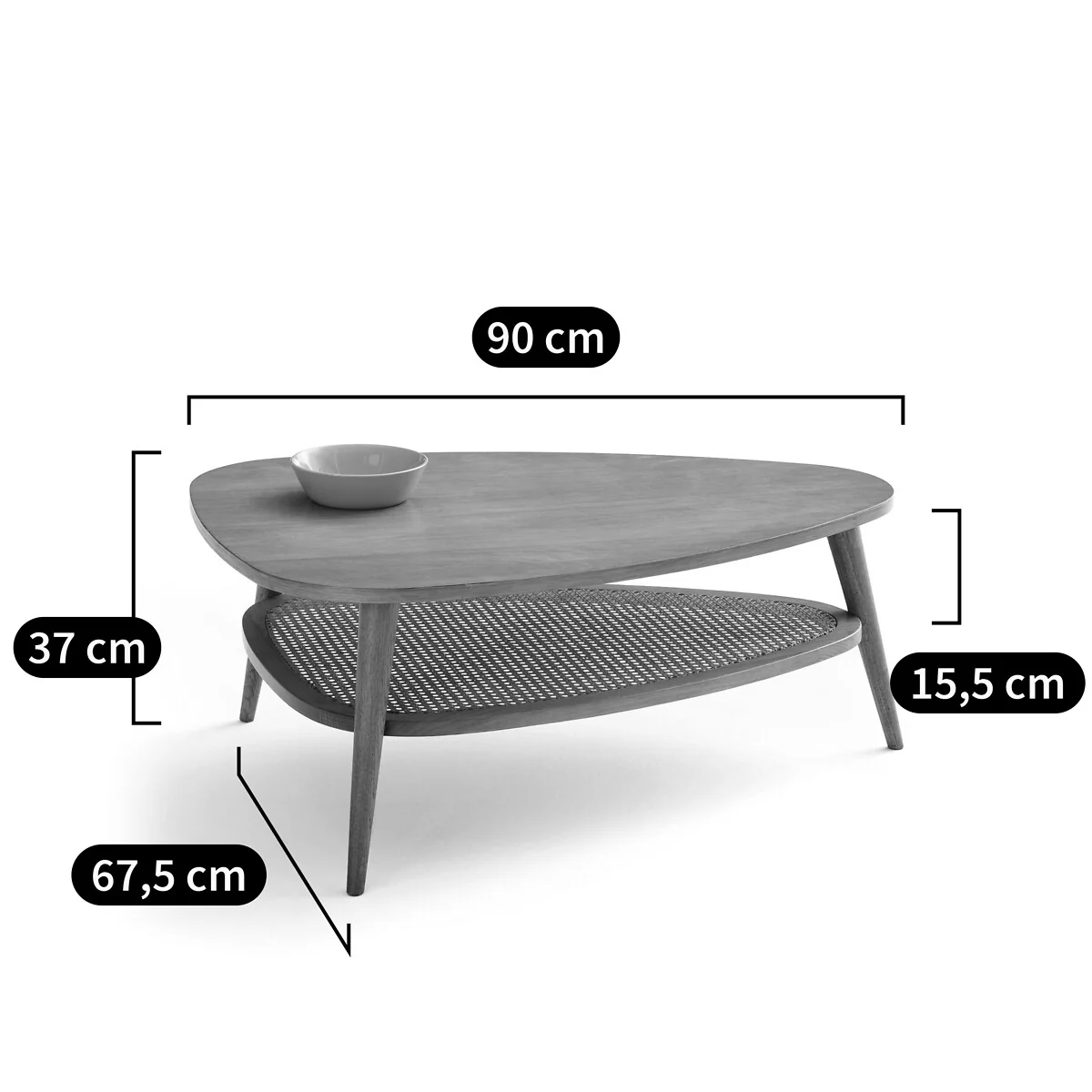 Quilda Vintage Oak Veneer and Cane Coffee Table – image 5