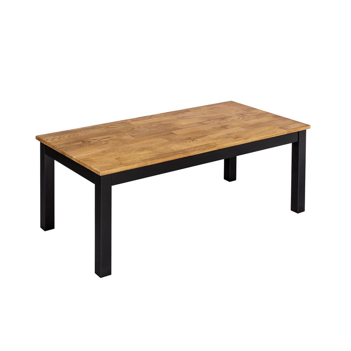 Black Frame Coffee Table with Oiled Wood Top – image 2