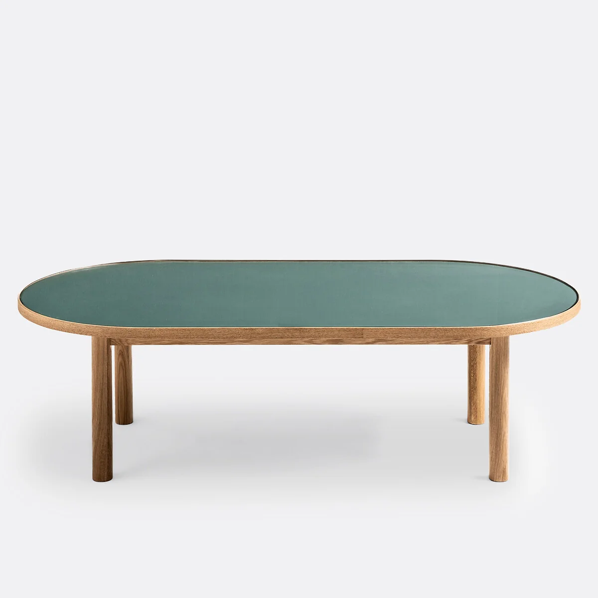 Evergreen Oak Veneer and Glass Coffee Table – image 3