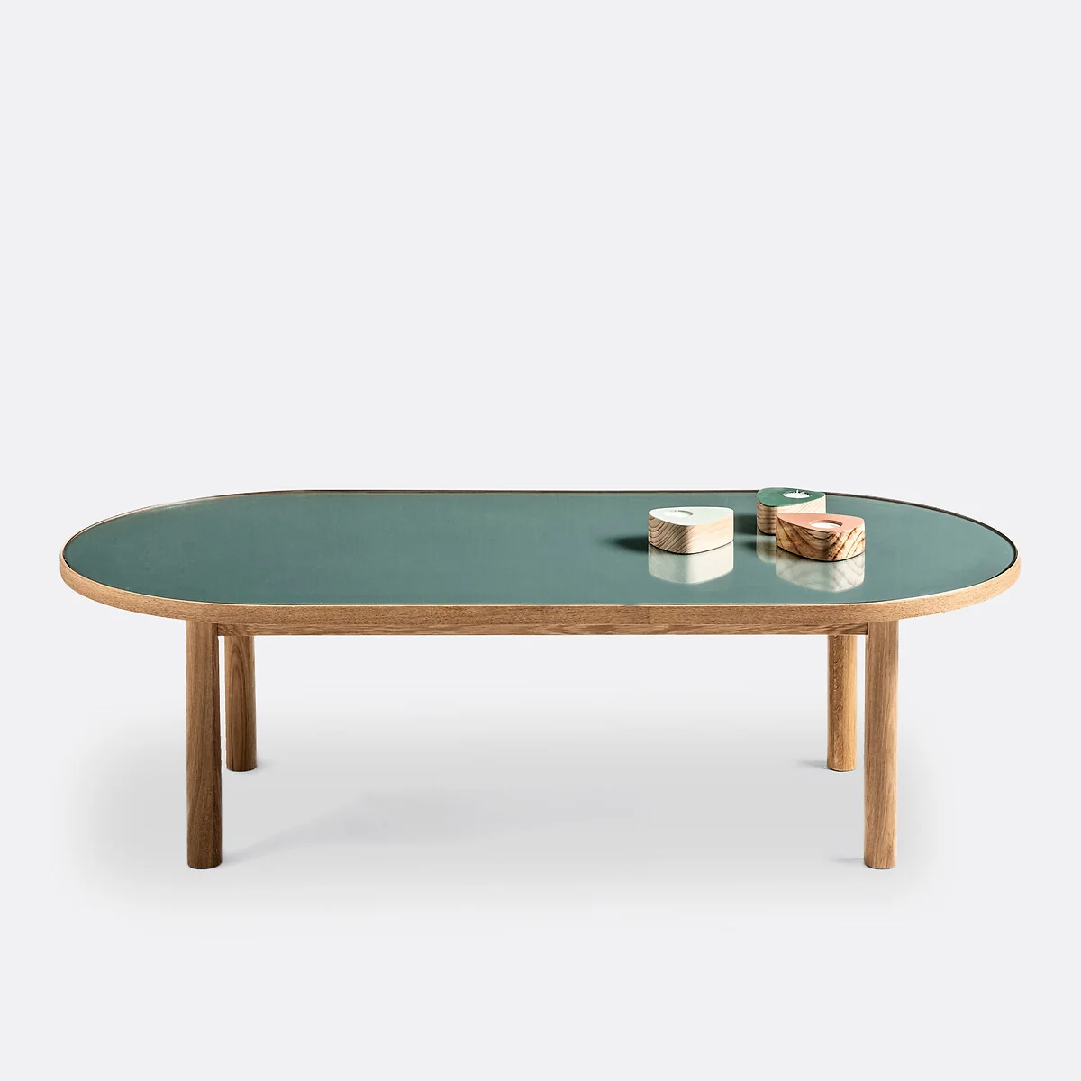 Evergreen Oak Veneer and Glass Coffee Table – image 4