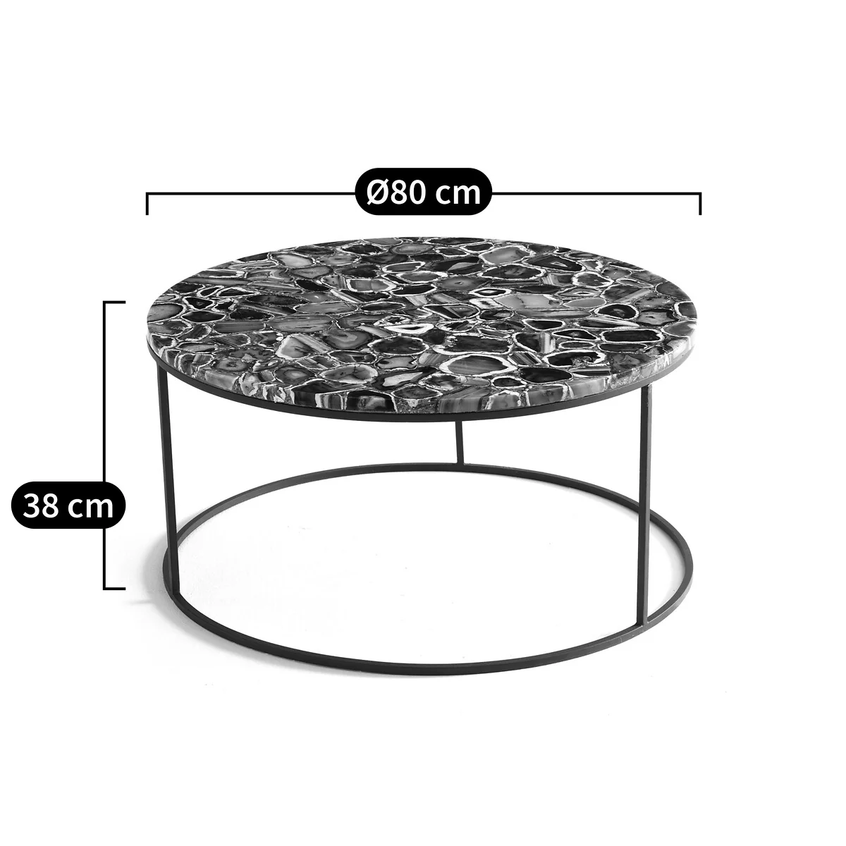 Anaximène Agate and Metal Coffee Table – image 4
