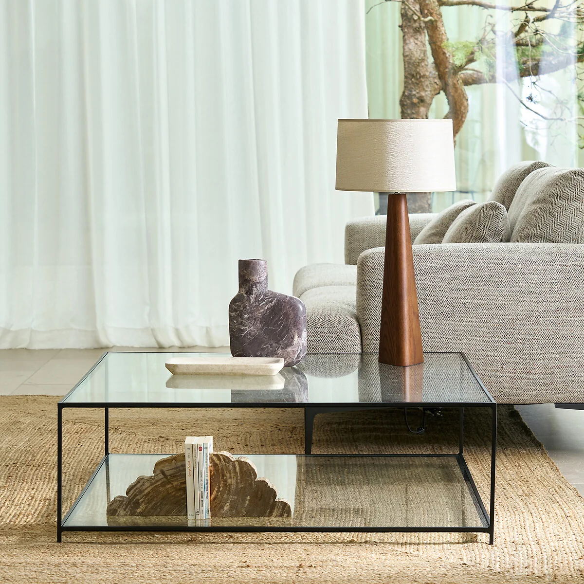 Sybil Square Tempered Glass Coffee Table – image 2