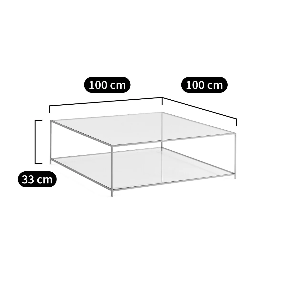 Sybil Square Tempered Glass Coffee Table – image 5