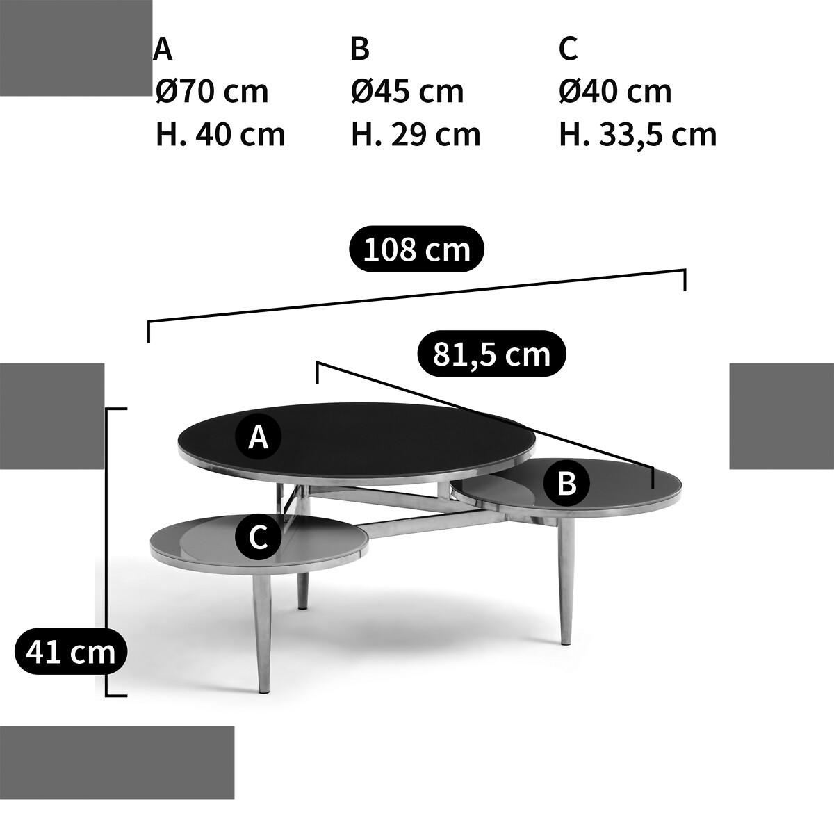 Ruben Triple Glass & Metal Coffee Table – image 6