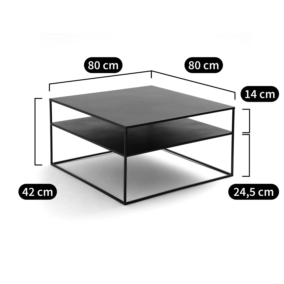 Miva Square Steel and Metal Coffee Table – image 6