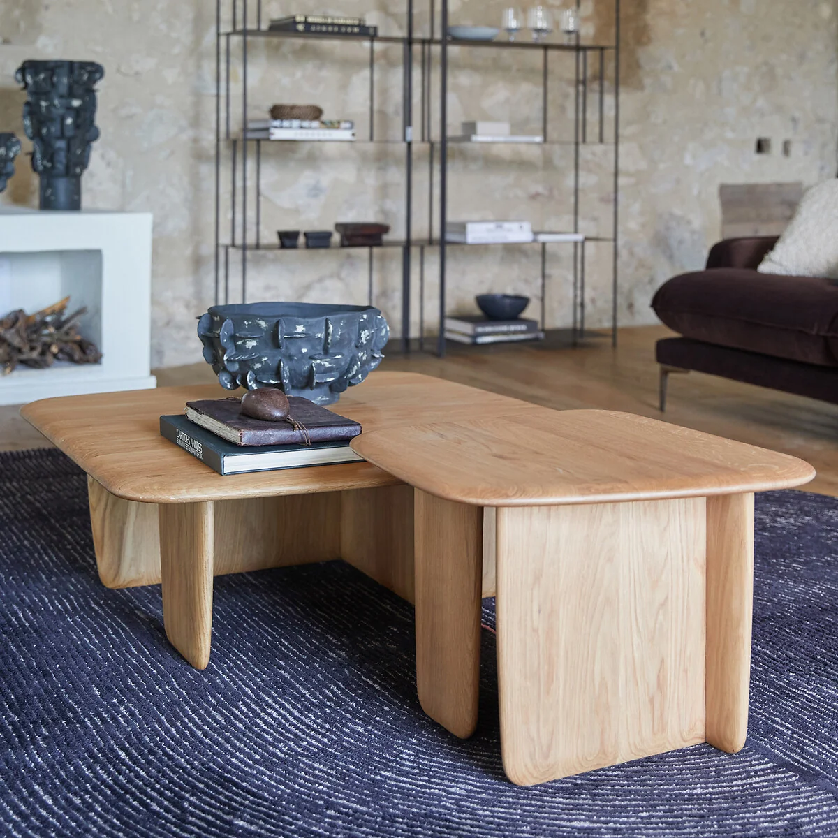 Iloss Large Curved Solid Oak Coffee Table – image 2