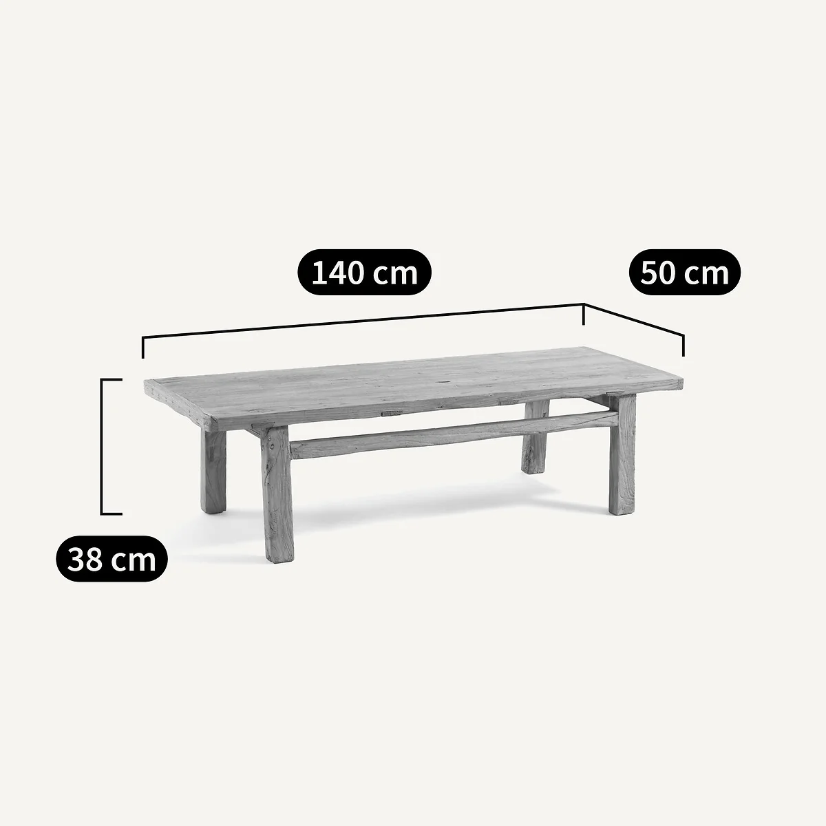 Sumiko Recycled Solid Elm Coffee Table – image 5
