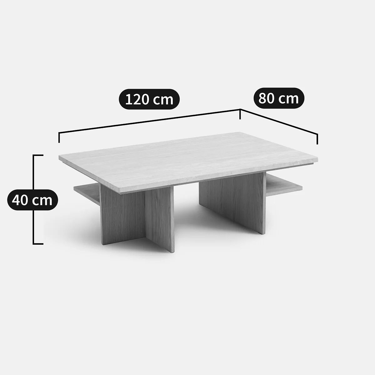 Caliste Travertine and Oak Veneer XL Coffee Table, 120cm Wide – image 7