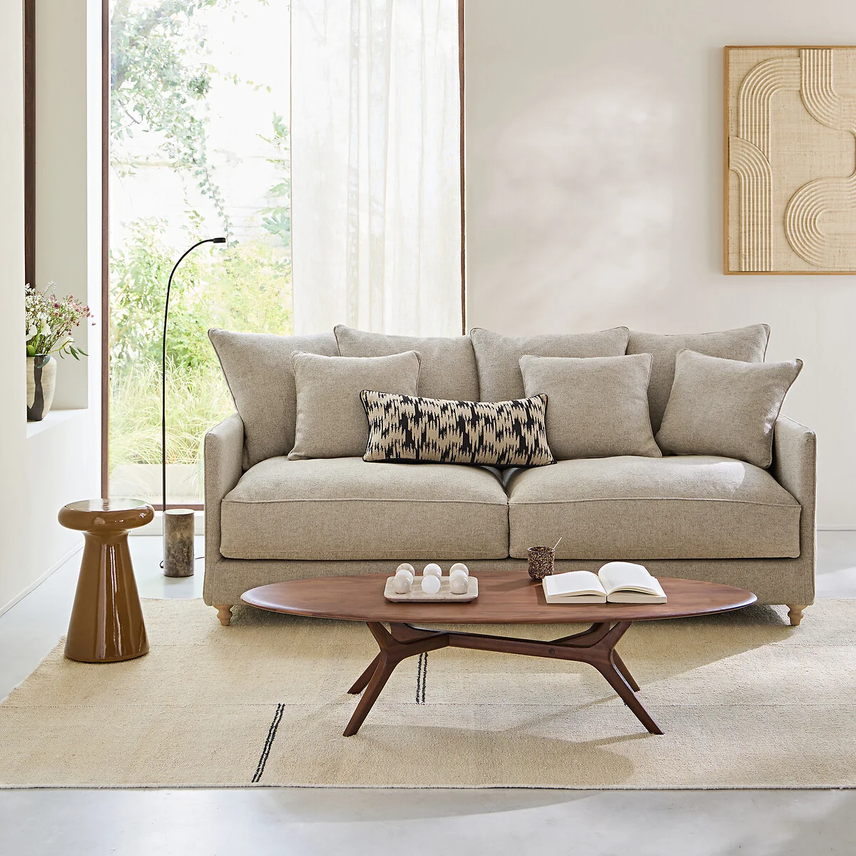 Maricielo Solid Walnut Ellipse Coffee Table – image 2