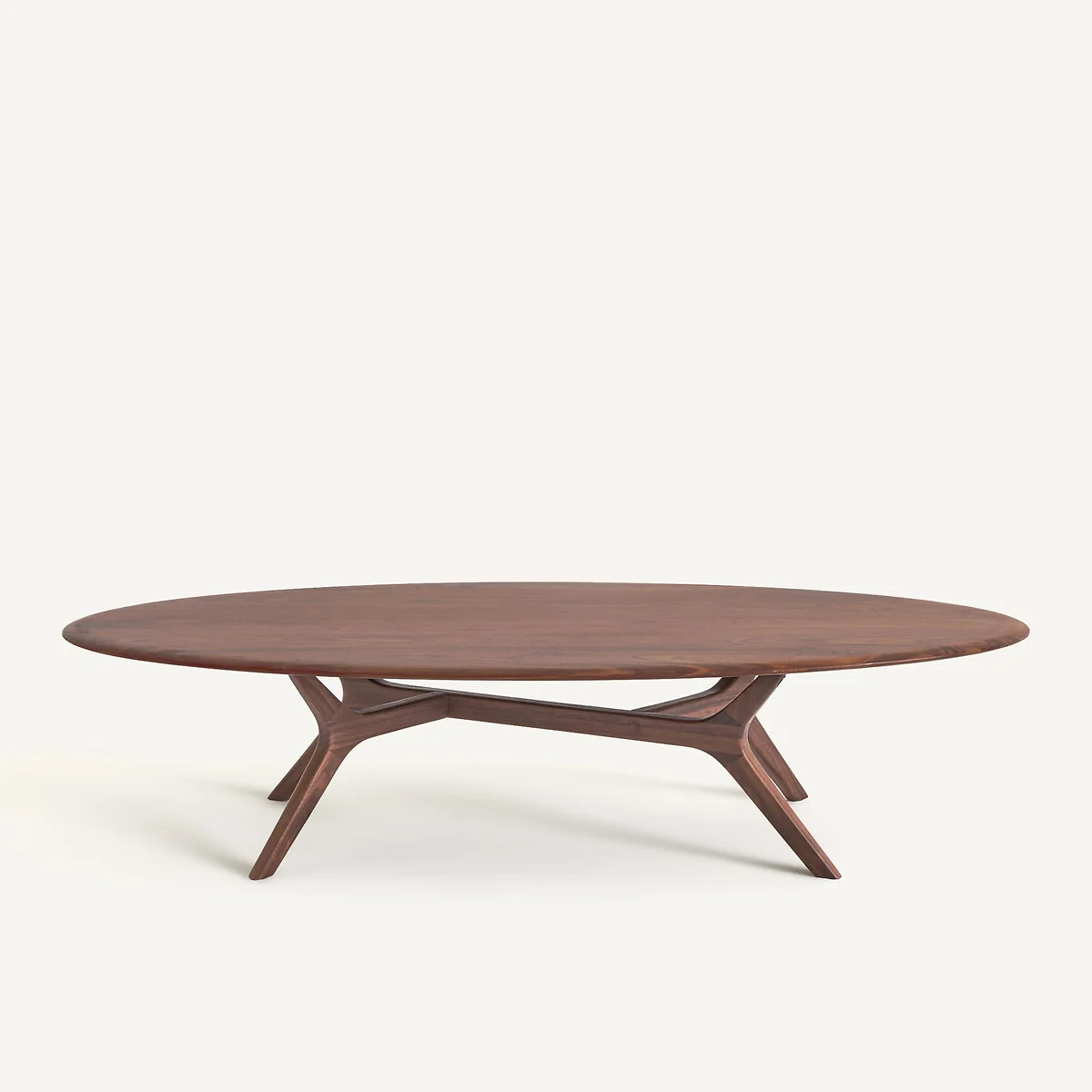 Maricielo Solid Walnut Ellipse Coffee Table – image 3