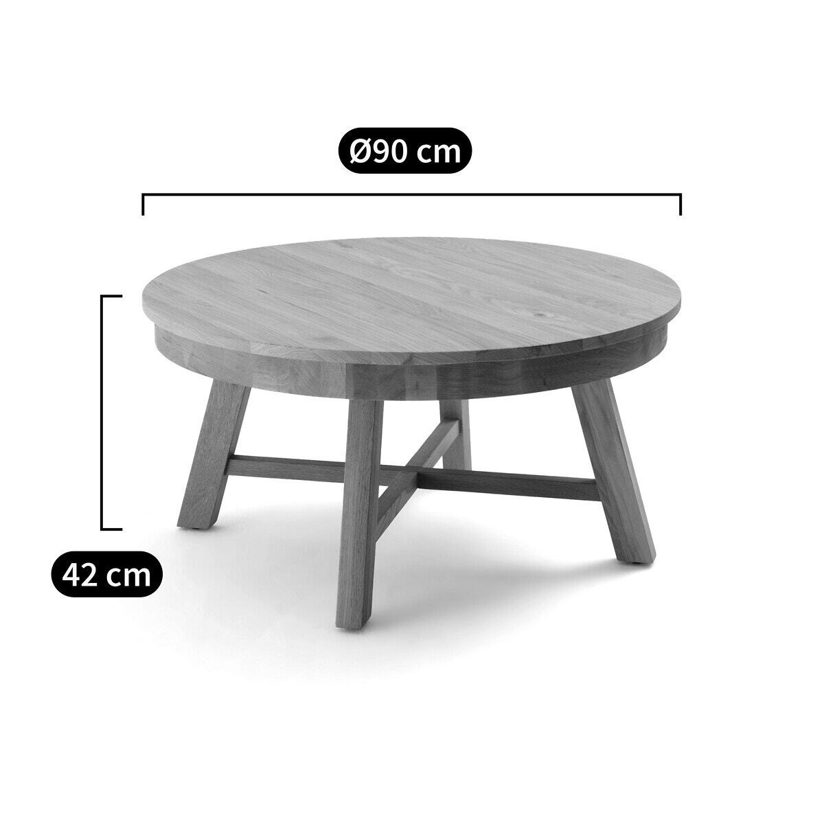 Zebarn Round Solid Oak Coffee Table – image 4