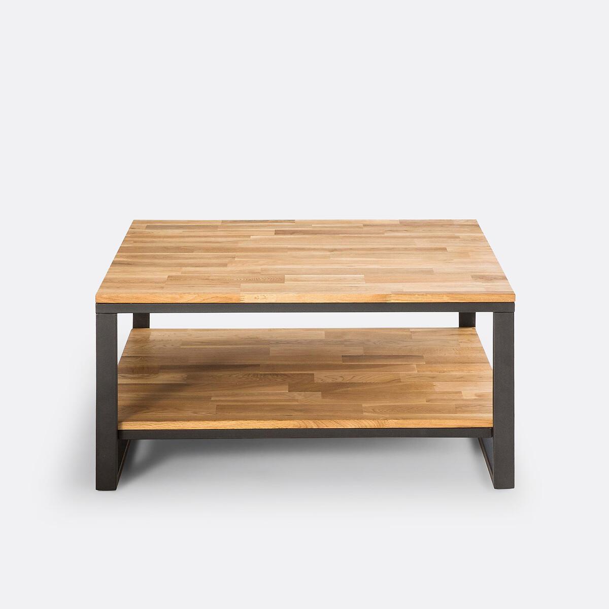Hiba Square Oak & Steel Coffee Table – image 2