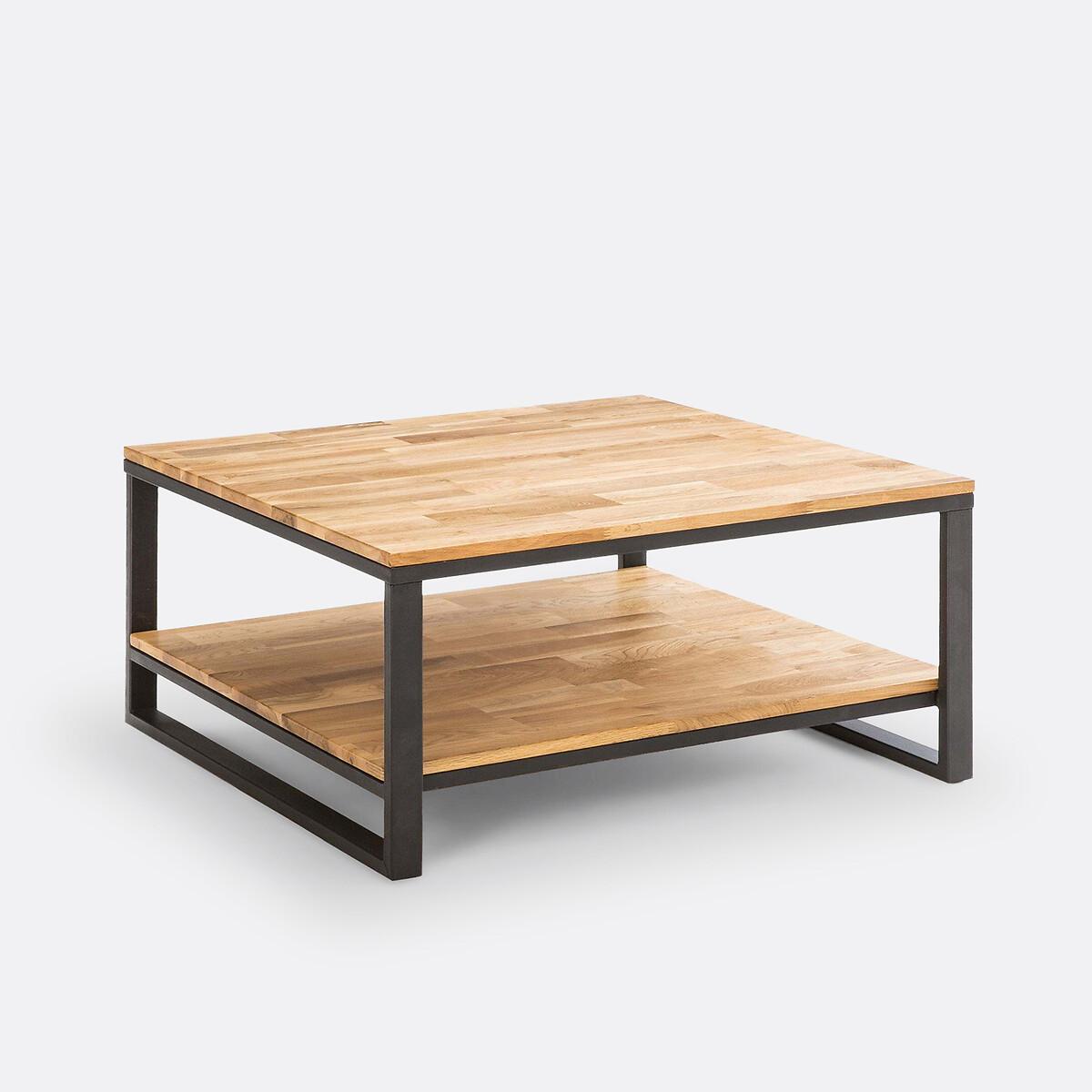 Hiba Square Oak & Steel Coffee Table – image 3
