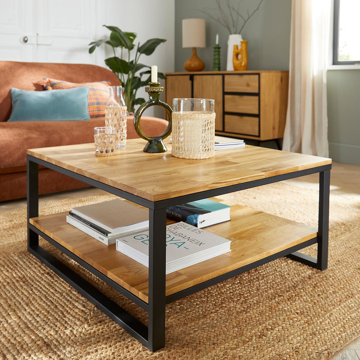 Hiba Square Oak & Steel Coffee Table – image 5