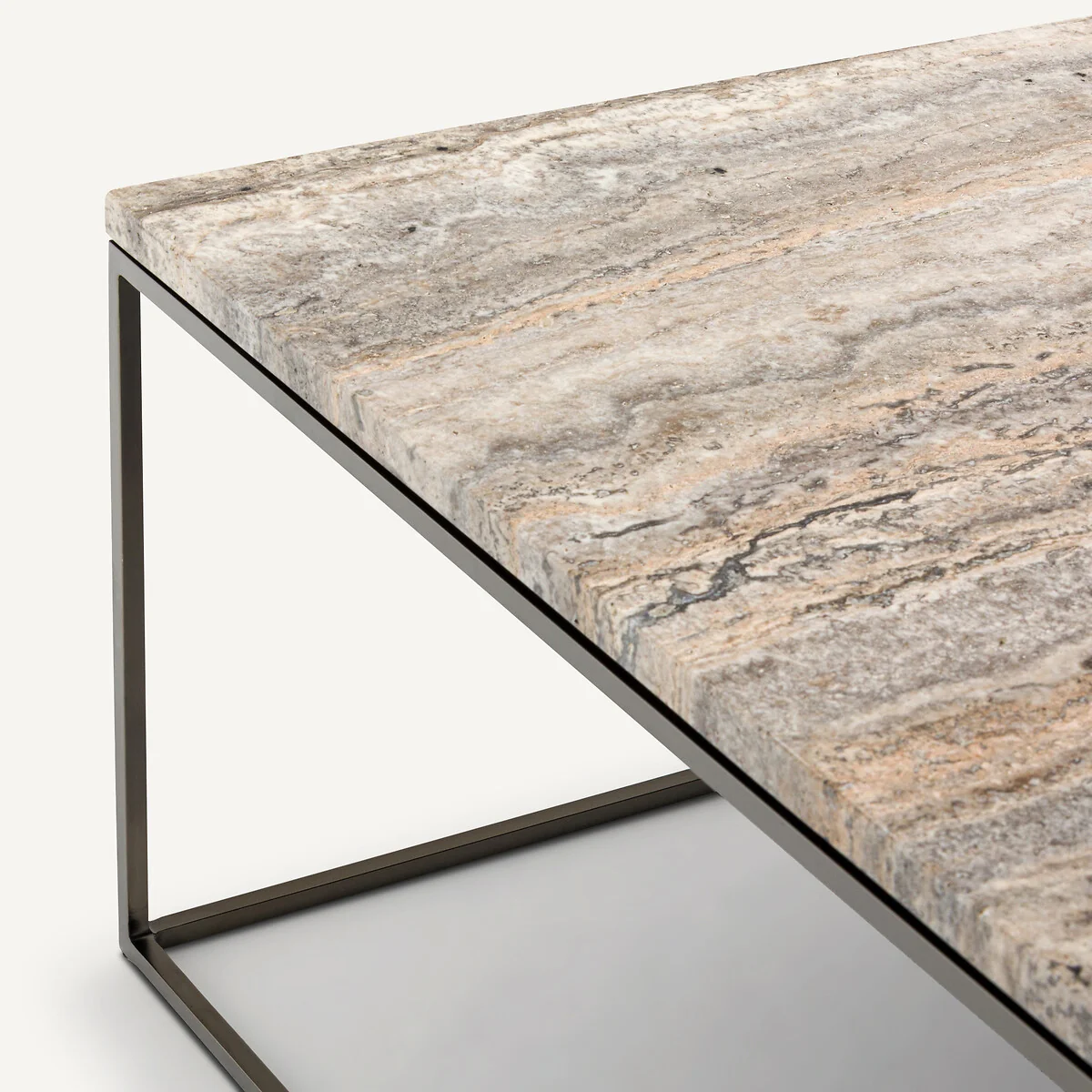 Mahaut Metal and Travertine Coffee Table – image 4