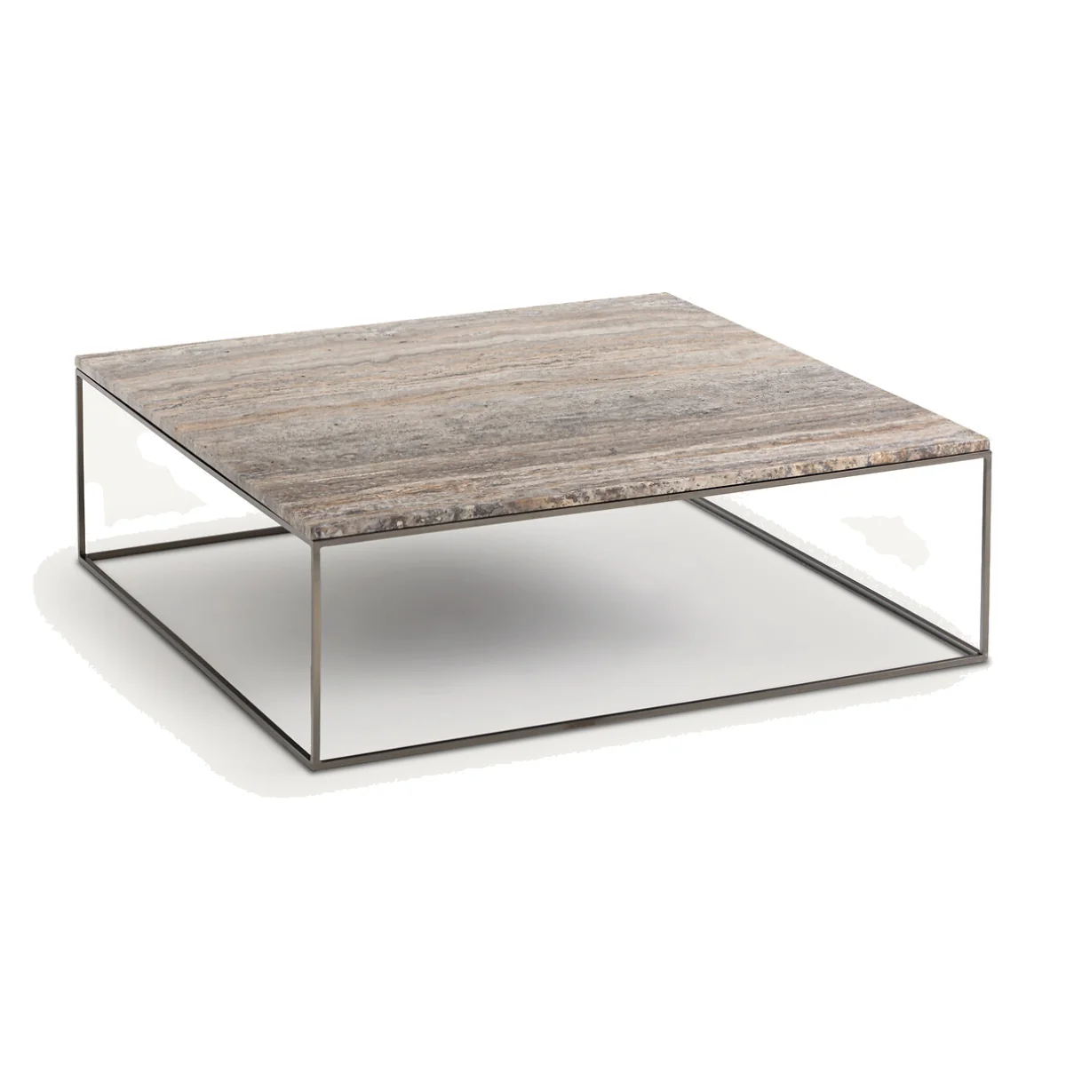 Mahaut Metal and Travertine Coffee Table – image 1