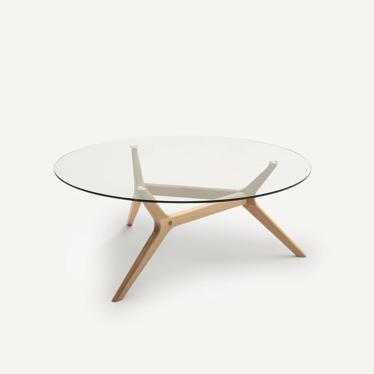 Maricielo Oak & Glass Coffee Table, Diameter 90 cm – image 3