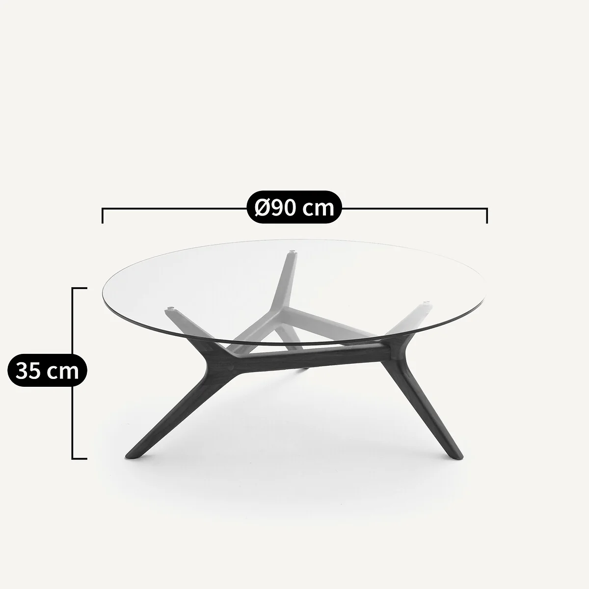 Maricielo Oak & Glass Coffee Table, Diameter 90 cm – image 6