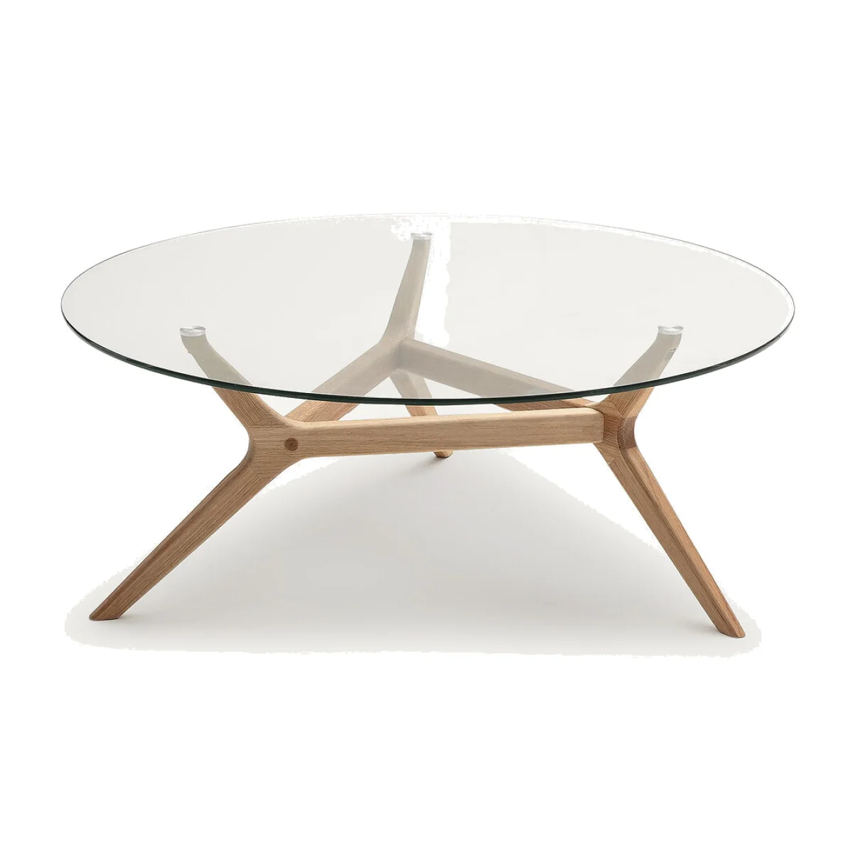 Maricielo Oak & Glass Coffee Table, Diameter 90 cm – image 1