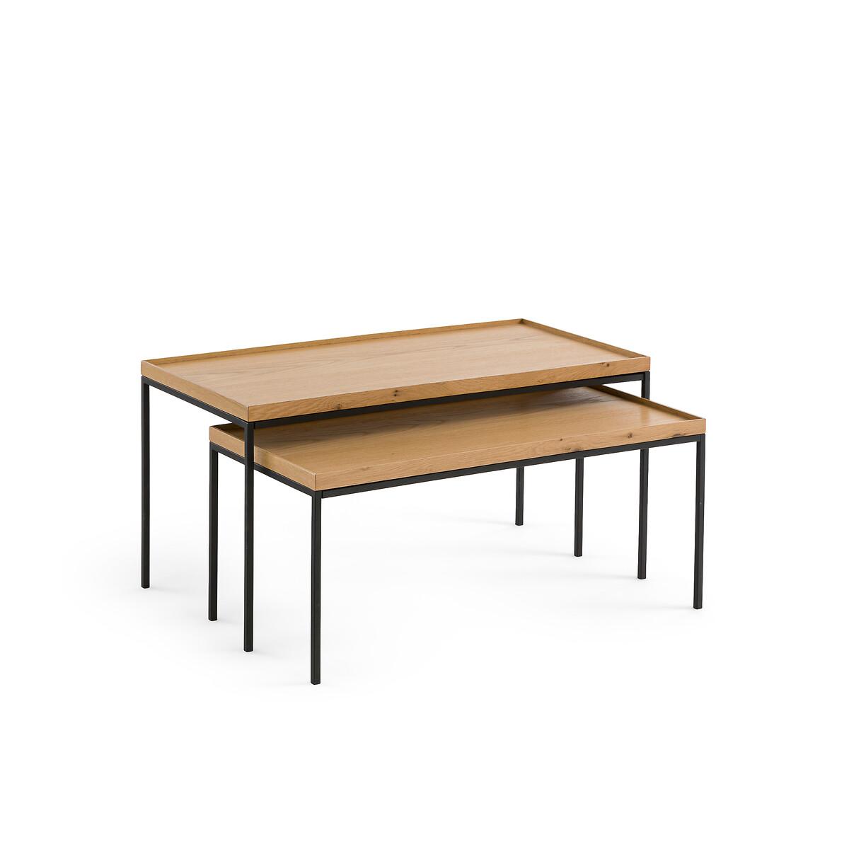 Set of 2 Joga Metal & Oak Rectangular Nesting Coffee Tables – image 2