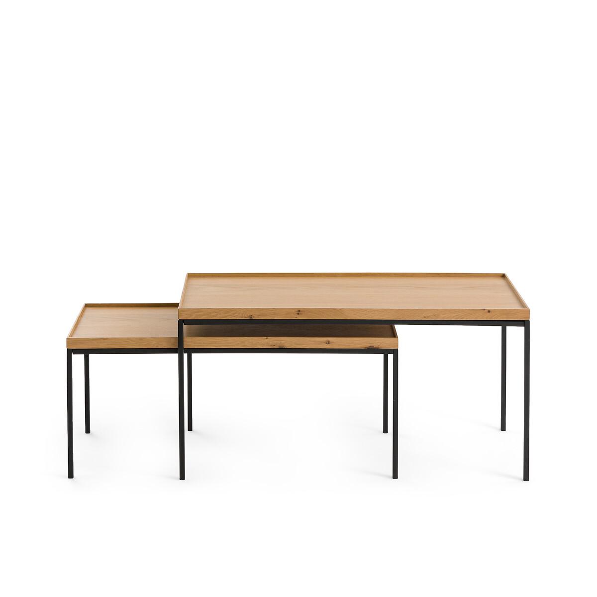 Set of 2 Joga Metal & Oak Rectangular Nesting Coffee Tables – image 3