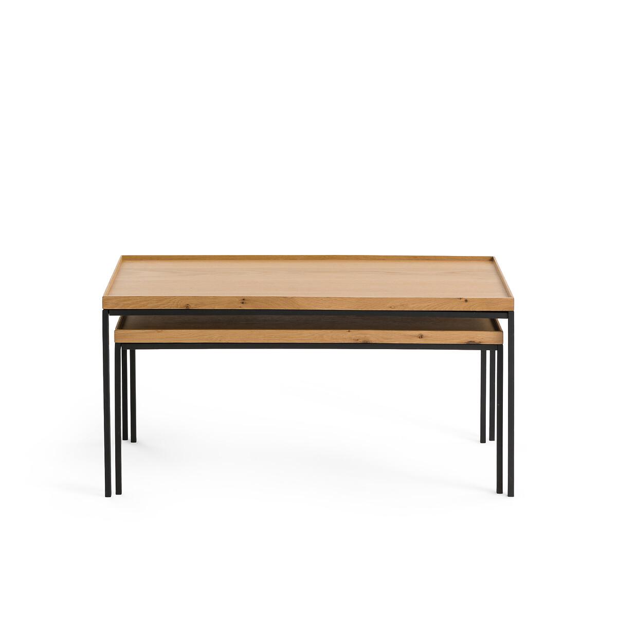 Set of 2 Joga Metal & Oak Rectangular Nesting Coffee Tables – image 4