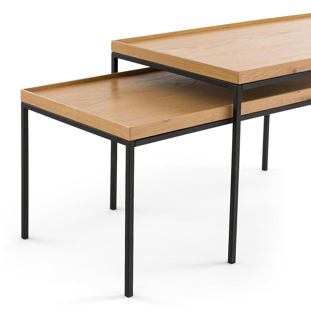 Set of 2 Joga Metal & Oak Rectangular Nesting Coffee Tables – image 5