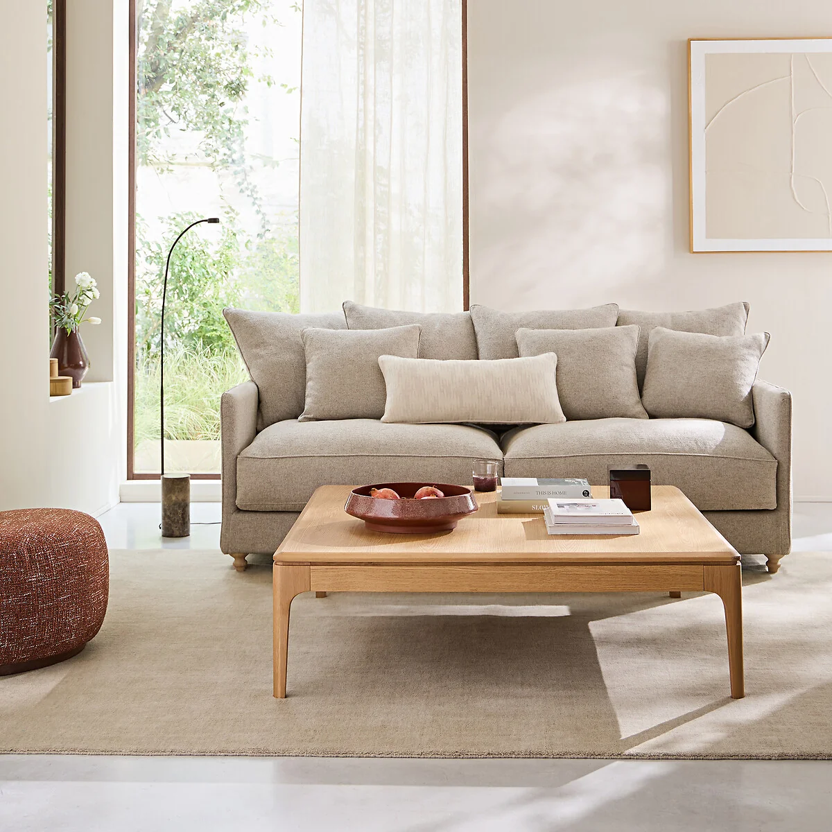 Sanara Solid Oak and Veneer Square Coffee Table with 2 Drawers – image 2