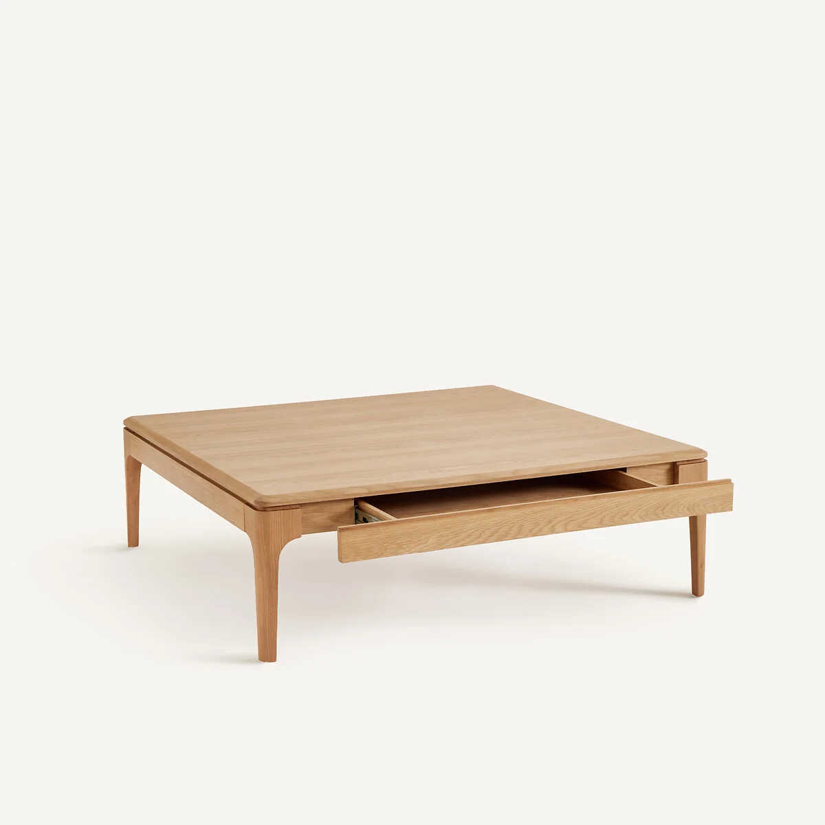 Sanara Solid Oak and Veneer Square Coffee Table with 2 Drawers – image 4