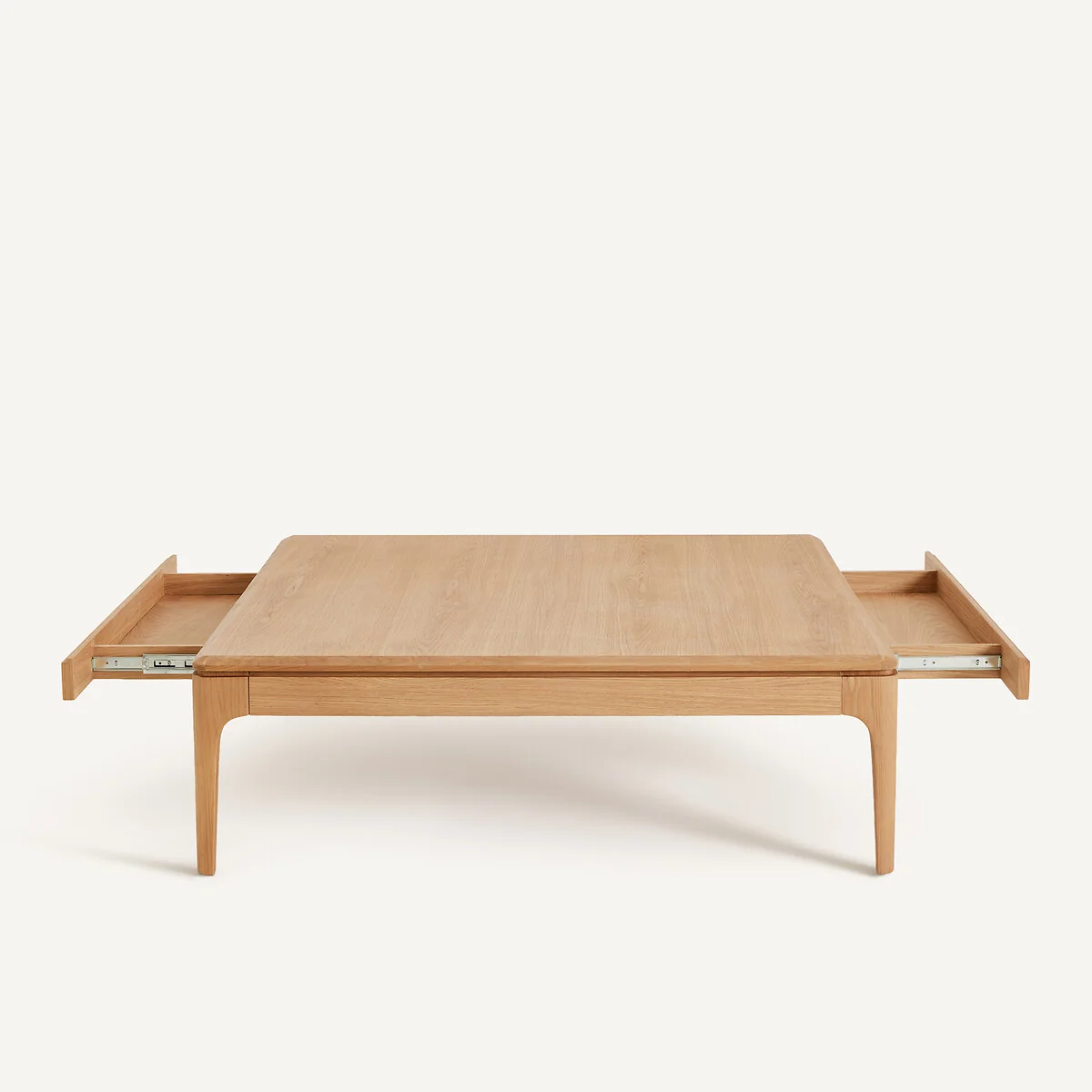 Sanara Solid Oak and Veneer Square Coffee Table with 2 Drawers – image 5