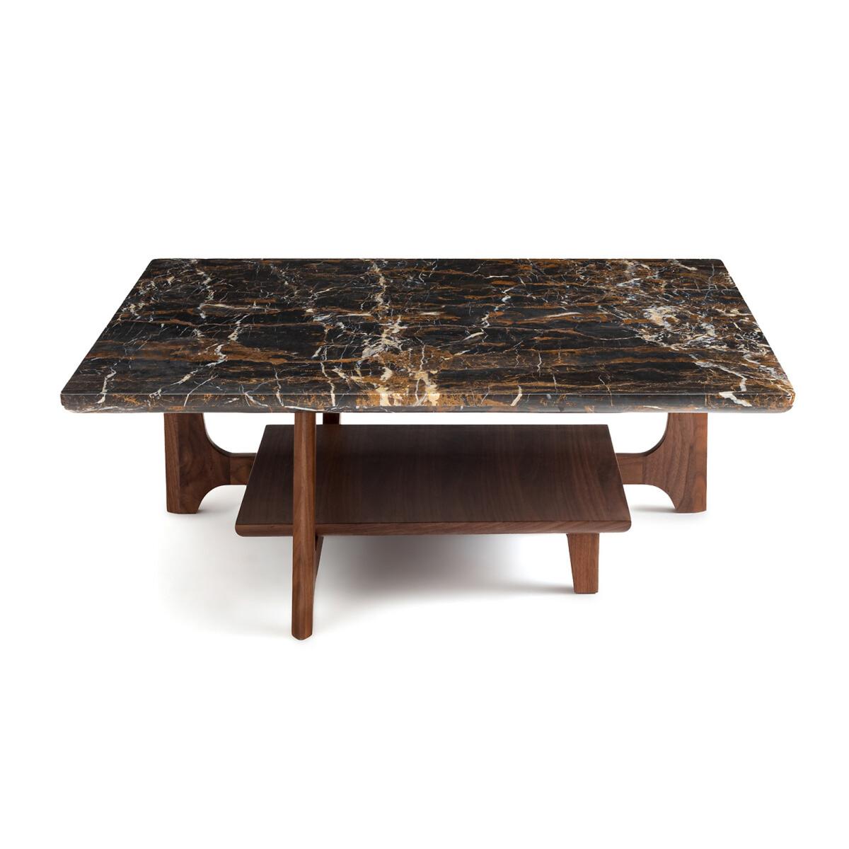 Tancani Amber Marble & Walnut Coffee Table – image 3