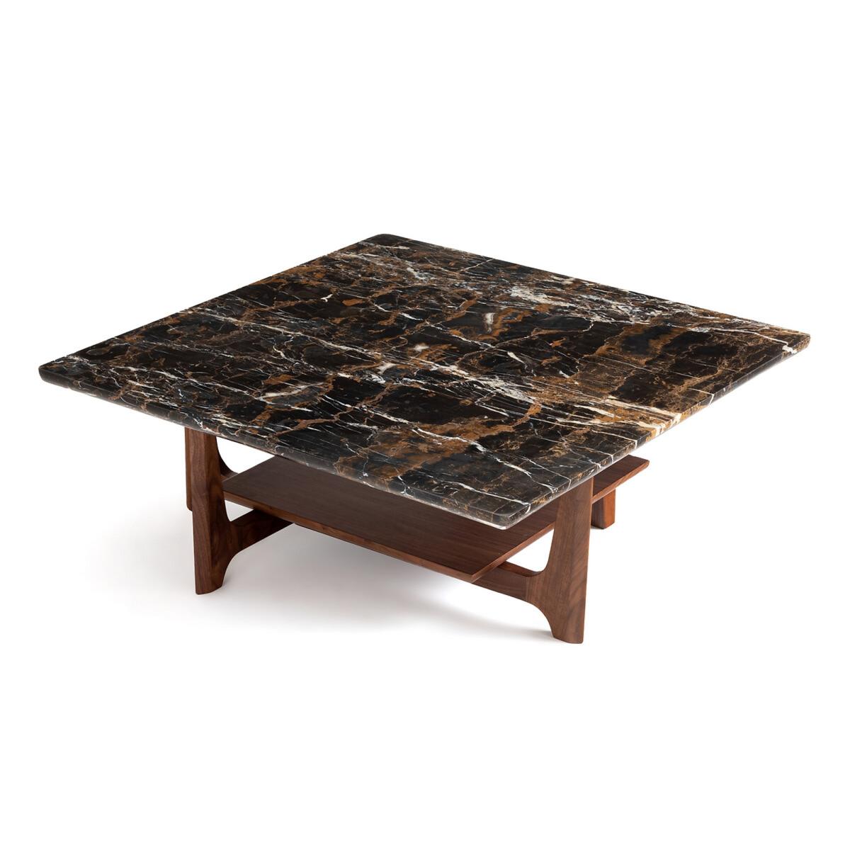 Tancani Amber Marble & Walnut Coffee Table – image 4