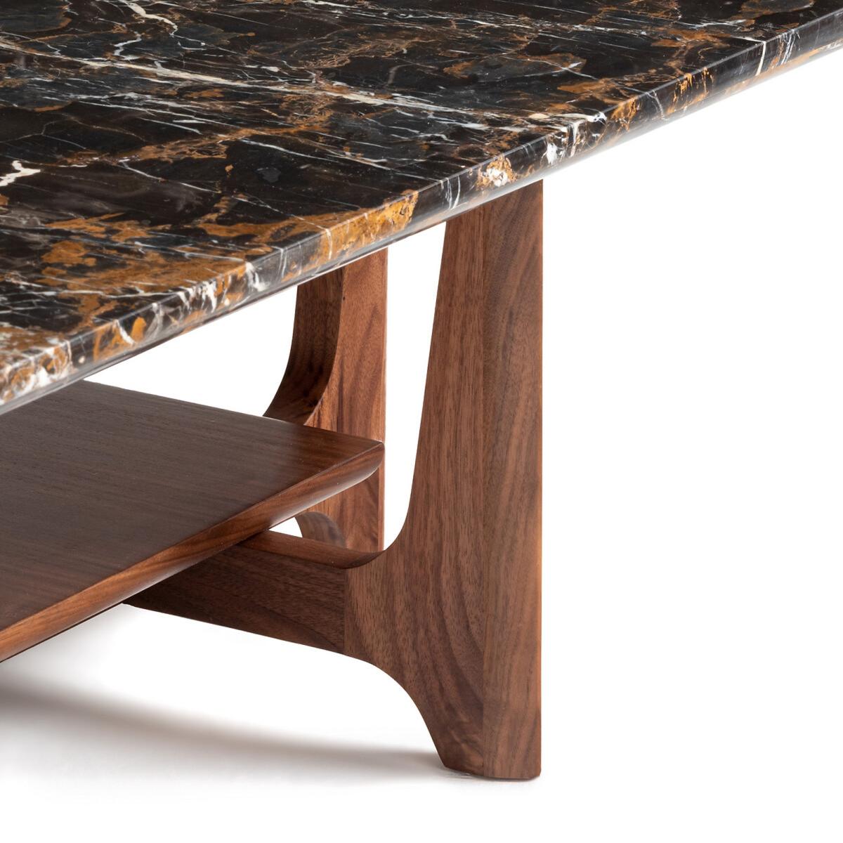Tancani Amber Marble & Walnut Coffee Table – image 5