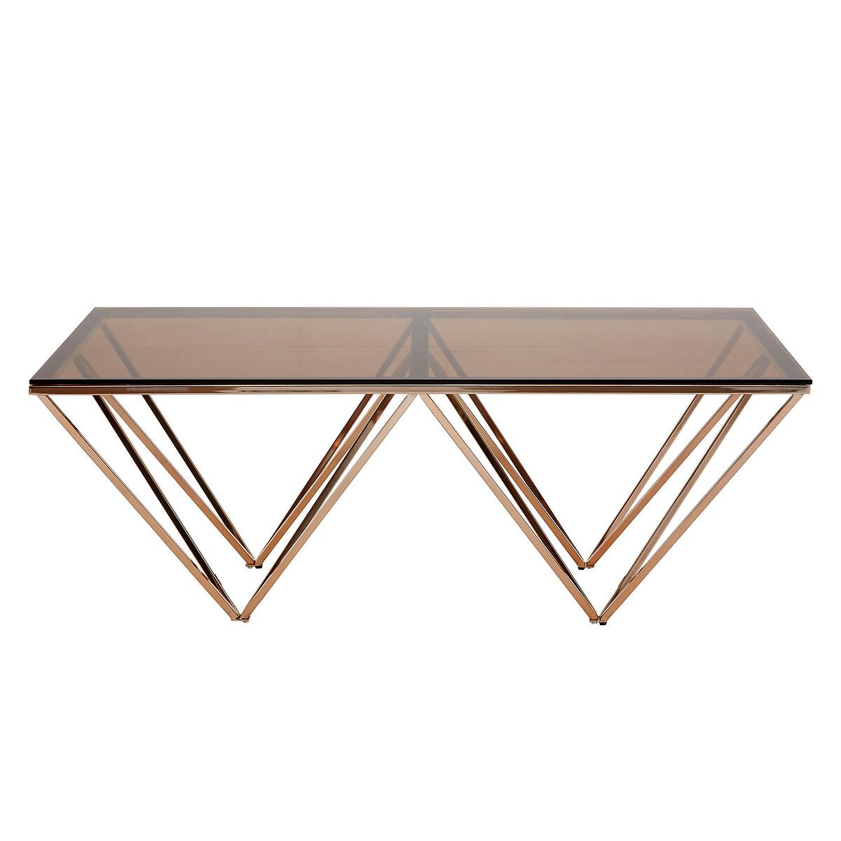 Amber Smoked Glass Coffee table with Champagne Metal Legs – image 2