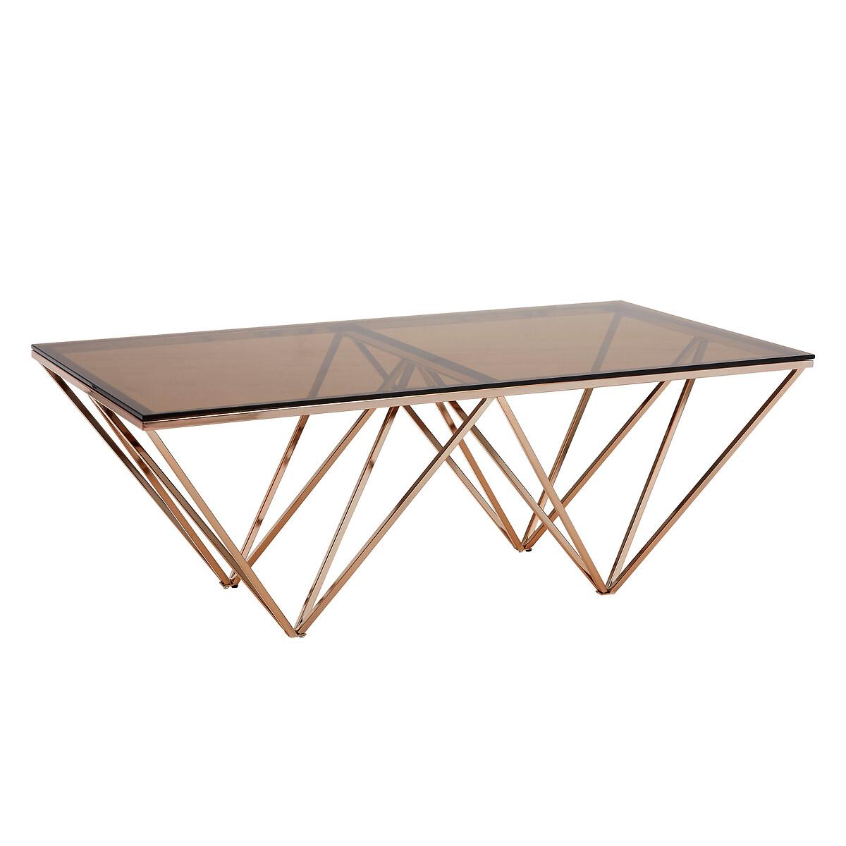 Amber Smoked Glass Coffee table with Champagne Metal Legs – image 3